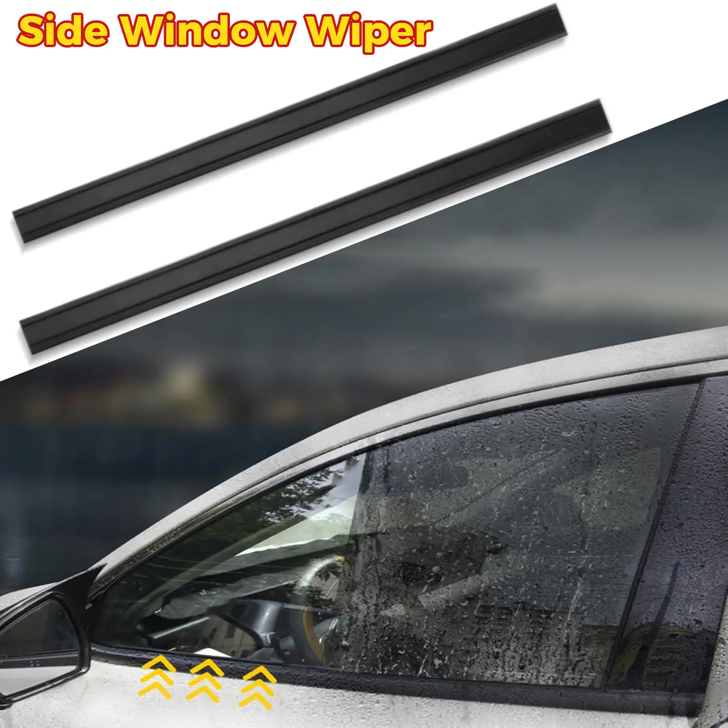 2PCS Car Side Window Wiper,Waterproof Dust Removal,Anti Insertion Card,Prevent Leaf Fall,Easy to Install,Universal Fit for Most Cars