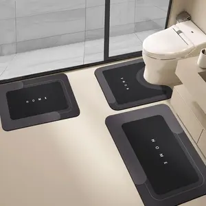 Diatomite Bath Mat Set - 3PCS Super Absorbent Quick-Drying Surface Rubber Anti-Slip Backing Comfortable Durable Ideal for Bathroom Kitchen Sink Areas - Bathmat