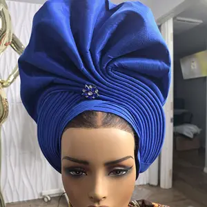 Multi Color Sequence Autogele Turquoise Blue and Pink Mix Traditional African Headwrap for Women