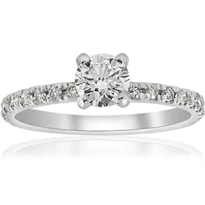 3/4ct Diamond Engagement Ring French Pave Set 14k White Gold