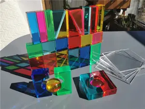 Rainbow Acrylic Geometric Blocks Set – Montessori Transparent Stacking Toy