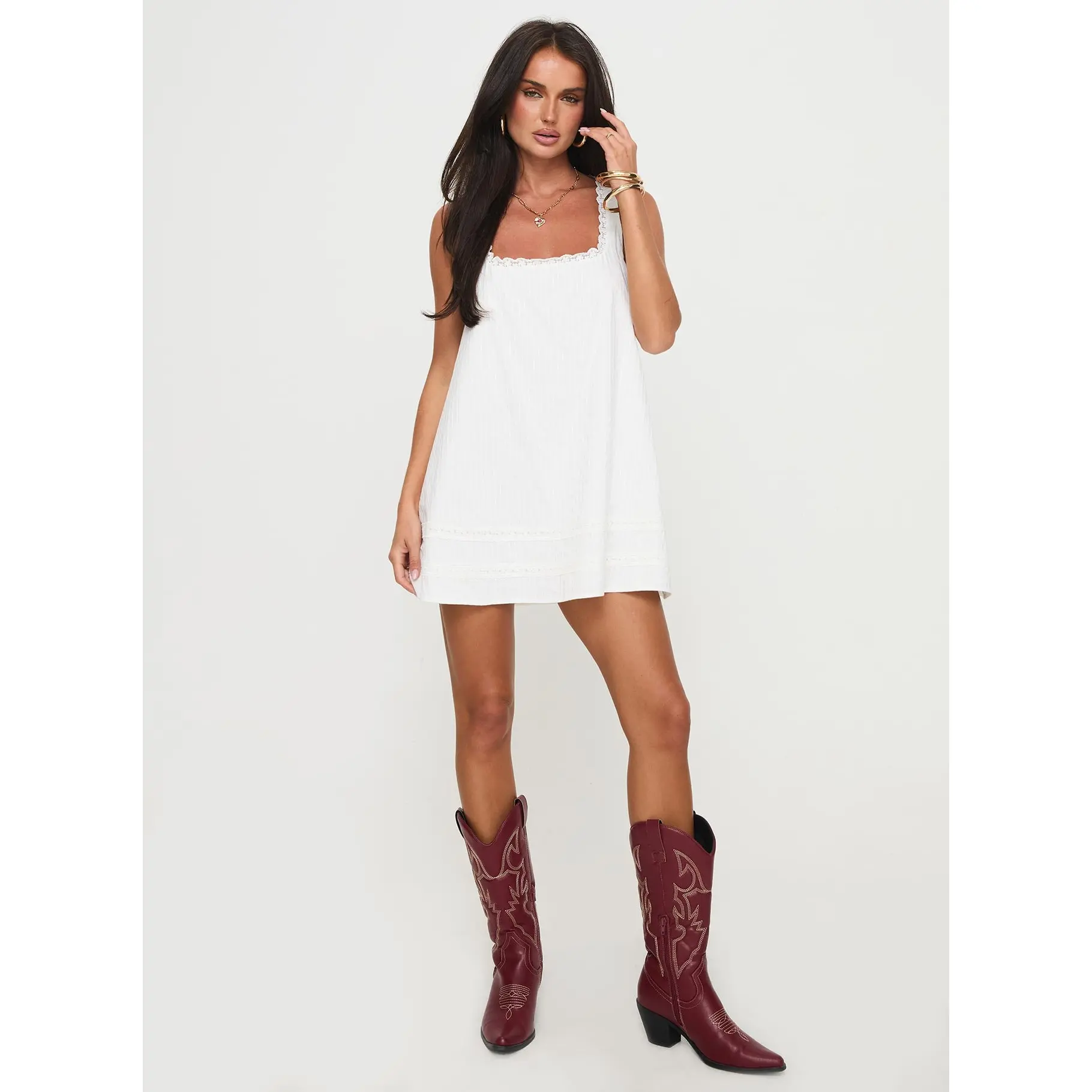 knee length dresses for ladies Landon Mini Dress White