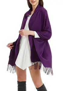 voila.id Unisex Soft Warm Cashmere Wool Shawl - Solid Color Scarf, Oversized Rectangular Blanket Scarf, 74×26 in, Winter-Fall Warm Fashion Accessory