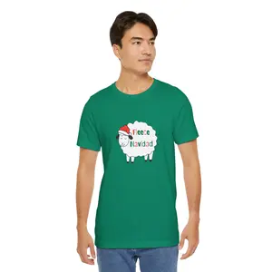 Fleece Navidad Funny Christmas T-Shirt | Cute Holiday Sheep Tee | Bella+Canvas 3001 Unisex Jersey Short Sleeve | Festive Gift Idea