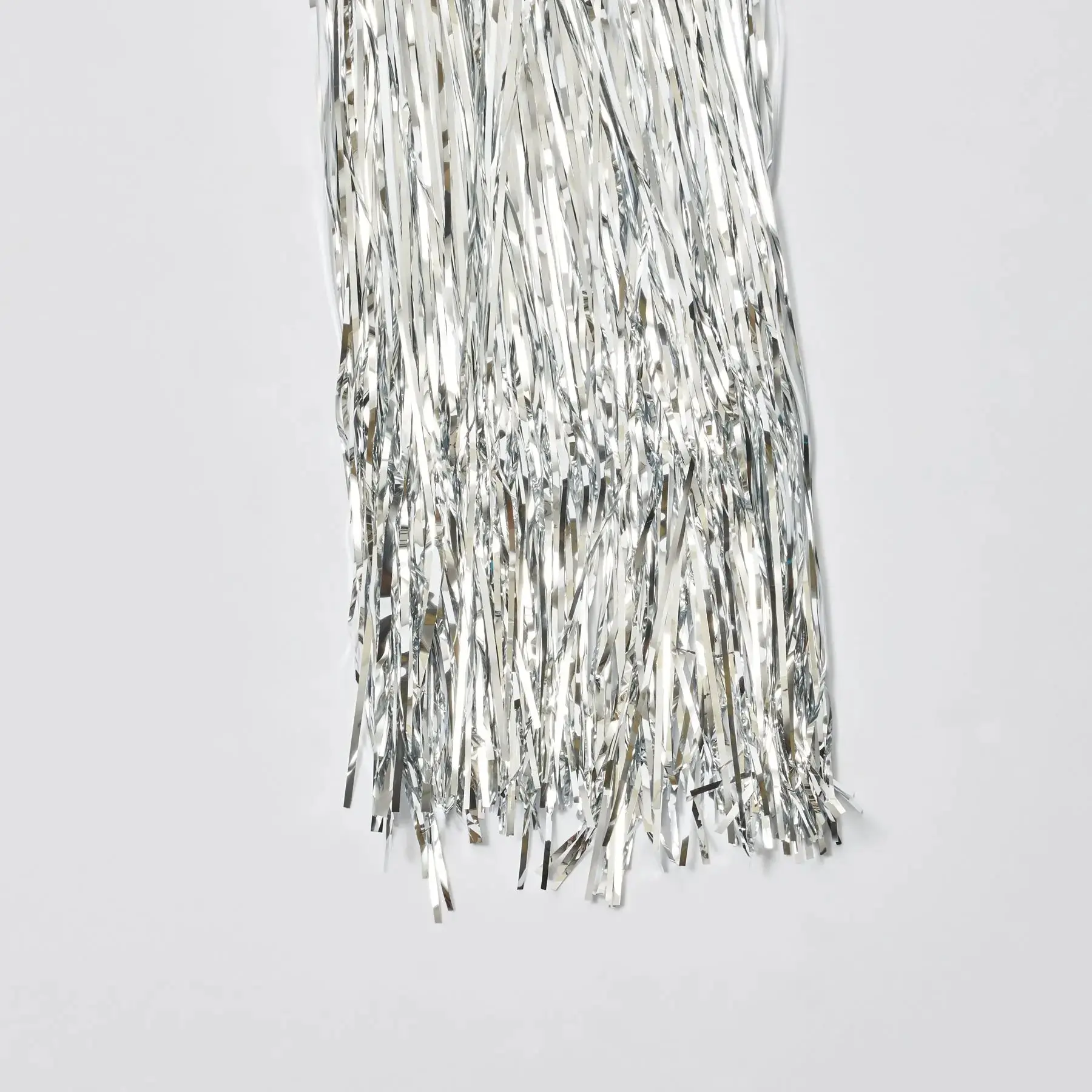 Silver Metallic Lametta Christmas Tree Tinsel, Shiny Reflective Lightweight Decoration for Holiday Party Festive Home Supplies
