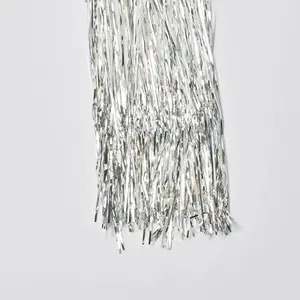 Silver Metallic Lametta Christmas Tree Tinsel Holiday Party Decor