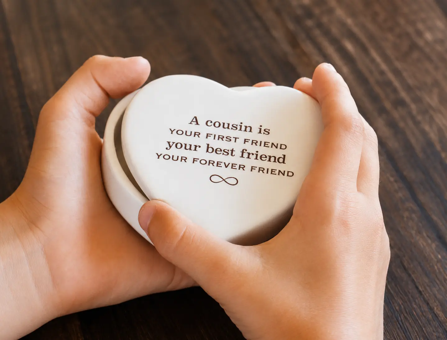 Unique Cousin Heart Keepsake Box - Personalized Wedding or Birthday Gift