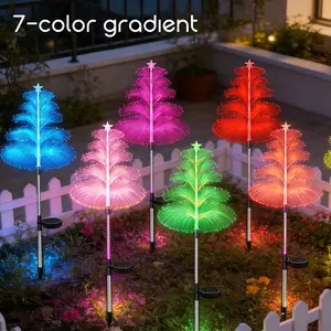 4/6pcs Gradient Fiber Optic Star Tree Lights, Solar-Powered Lawn Lights, Outdoor Festive Atmosphere Decorations, Well-Crafted for Outdoor Land, Gardens, Terraces, Pathways, Parks, Flower Beds, Suitable for Birthday, Wedding, Easter