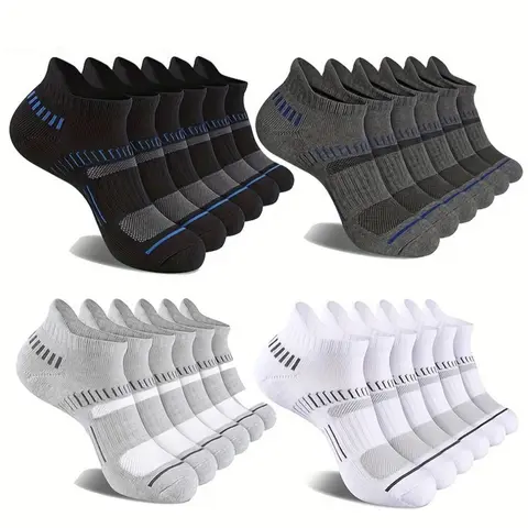 Men's Striped Print Ankle Socks, Comfortable Breathable Moisture Wicking Socks for Daily Wear, Activewear Ankle Socks, Athletic Running Socks, Training Low Socks, Grip Socks, Sports Socks, Slouch Socks