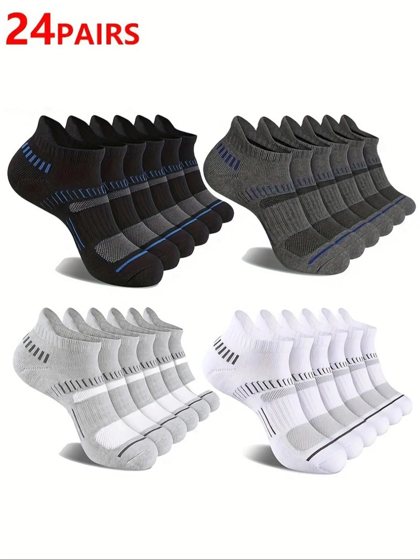 Men's Striped Print Ankle Socks, Casual Comfortable Breathable Socks for Daily Wear, Athletic Running Socks for Men, Grip Socks, Socks for Men, Sports