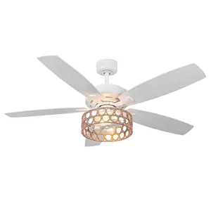 52 Inch Harriet White Farmhouse Ceiling Fan with LED Light & Remote Control