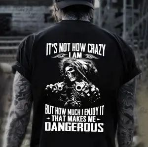 IT'S NOT HOW CRAZY I AM Double Gun Skeleton Print Men's T-Shirt