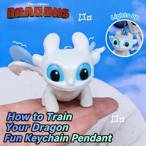 How to Train Your Dragon Toothless Wings Move Light-Up Night Fury Glow-in-the-Dark Keychain Universal Sound & Light Keychain Backpack Accessory Pendant Light-Up Toothless Keychain Cute Bag Accessory Car Key Chain Adorable Mini Figurine Bag Accessory Gift