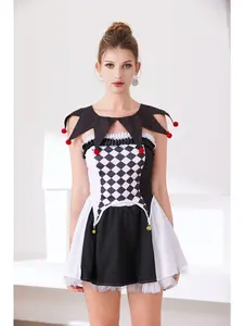 Cross-border Halloween Hot-selling Ready-made Clown Collar Black and White Checkered Fake Collar European and American Men's and Women's Clown Costume Accessories
