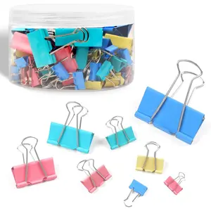 125 count Binder Clips Colored, Binder Clips Assorted Sizes, 6 Sizes Binder Paper Clips for Office Supplies//School (Blue, , Yellow, Green)