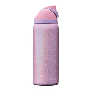 Owala Wicked FreeSip Insulated Stainless Steel Water Bottle with Straw for Sports and Travel, BPA-Free Sports Water Bottle, 32 oz, Glinda (Pink)
