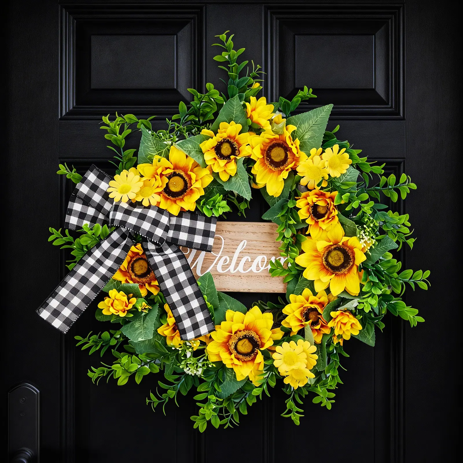 20in Golden Blossom Wreath, Rustic Spring Summer Floral Decor, Warm Wall & Porch Ornament, Sweet Mother's Day Gift for Mom