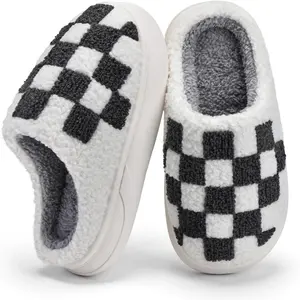 F-SOK25  Kids Slippers Boys Girls Warm Soft Plush Memory Foam House Slippers Big Little Kids Non-Slip Winter Home Shoes for Indoor Outdoor