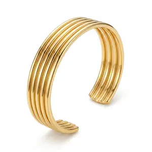 Vale & Veil — Paris | Voûte Cuff Bracelet | Hand-Sculpted Gold Ribbed Cuff
