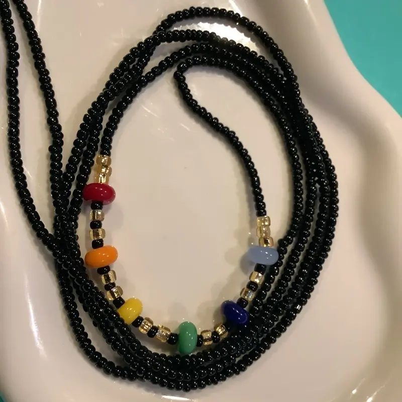 The Charka strand  Tie On Waist Beads 45/60 inches Waistbeads Handcrafted Hygienic Hypoallergenic Adjustable for XXS to 5XL