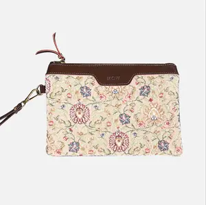 Oriental Beige Wristlet Clutch