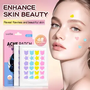 Cute cover-up, clear skin!  SADOER Acne Patch: Heal fast, look cute. 48 pastel star/heart patches for your best skin yet.