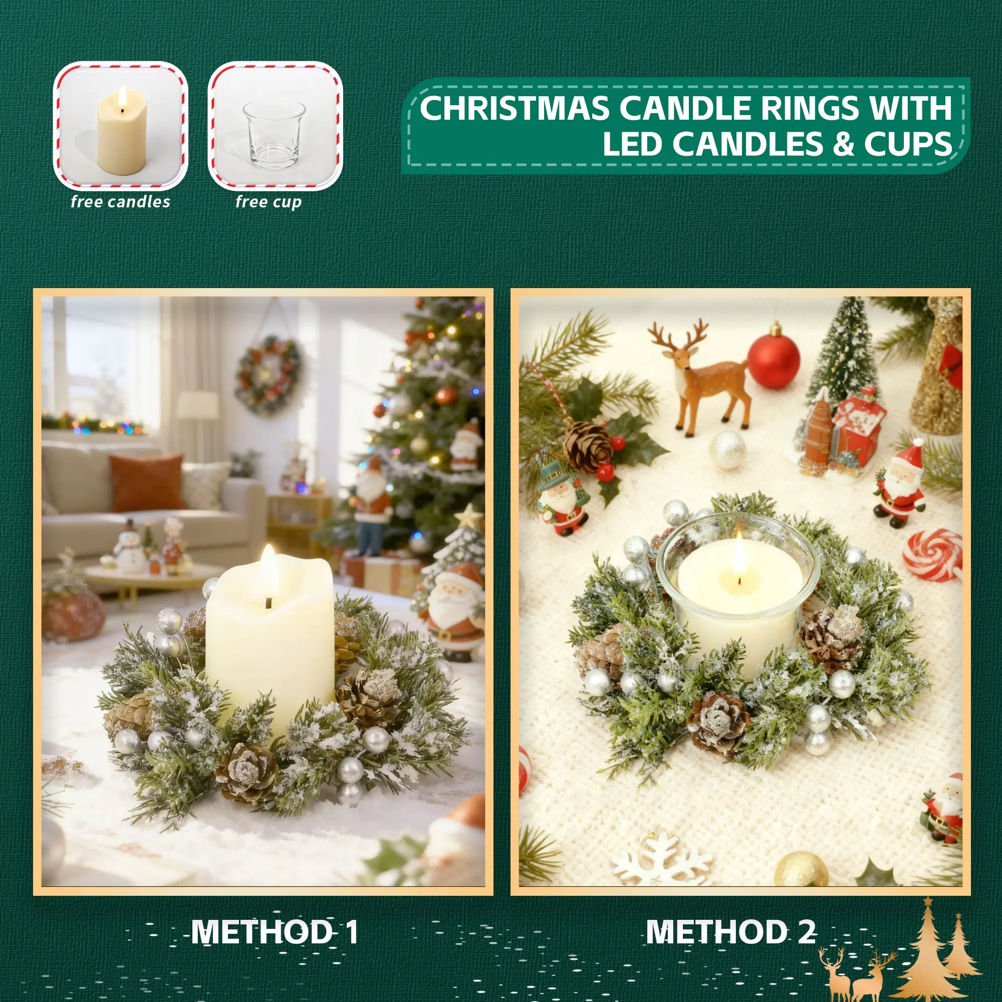 Here’s a more concise and keyword-focused version (90 characters):   **"6-Piece Christmas Candle Ring Set with LED Candles, Holiday Home Decor"**   ### Key Improvements:   - Removed unnecessary hyphen/dash (saves space)   - Kept all critical keywor