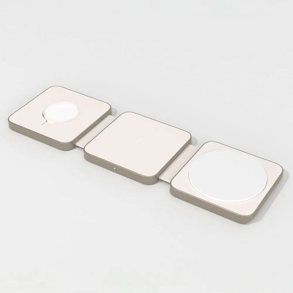 Qi2 Wireless 3-in-1 Folding Charging Pad - Stone White - heyday White