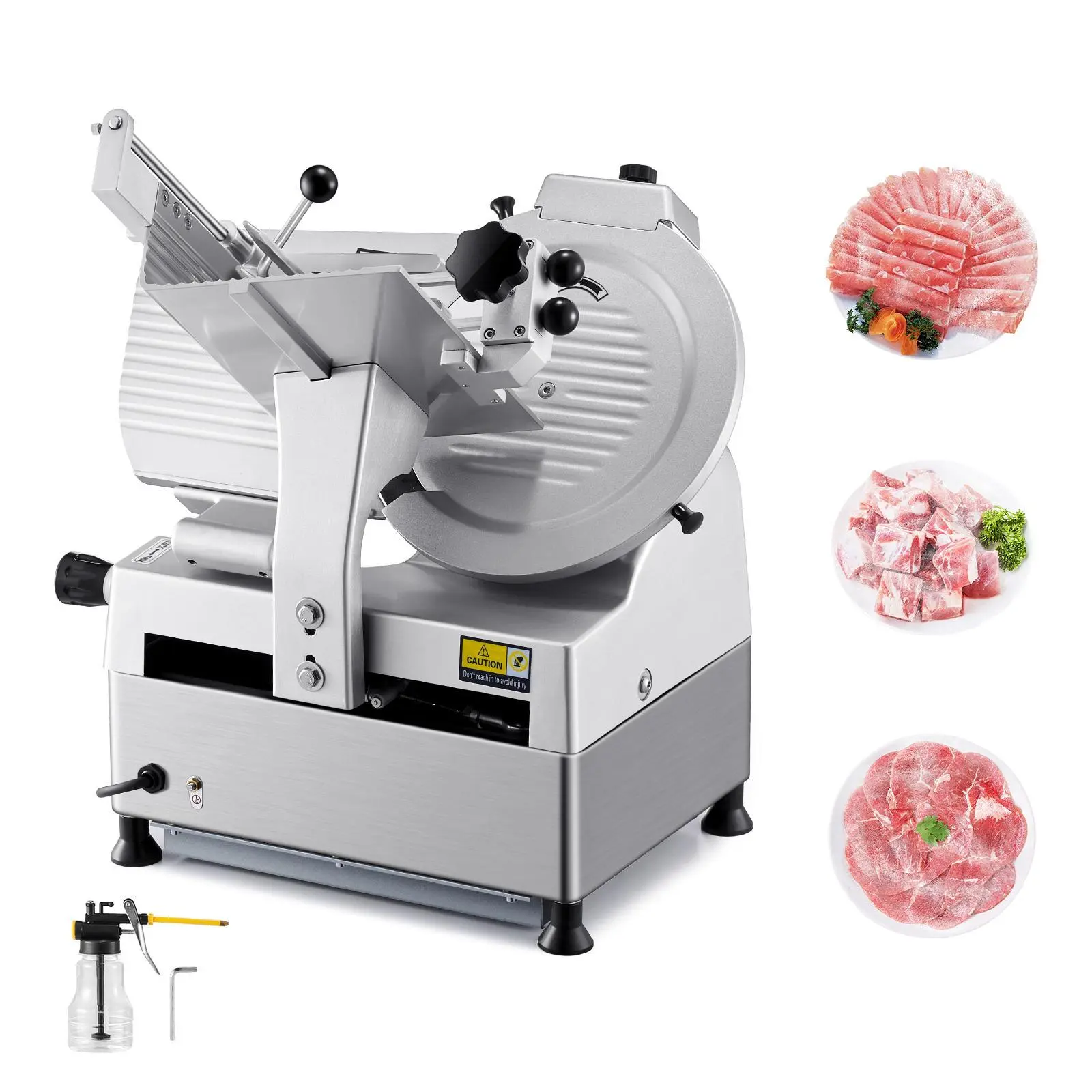【Summerfinds】VEVOR Automatic Meat Slicer,  , 180W + 370W Deli Slicer with a 12 inch Premium 65Mn Blade, 0-0.3 inch Adjustable Thickness, Electric Food Slicer Machine for Meat, Vegetables, Hard Bread, and Cheese