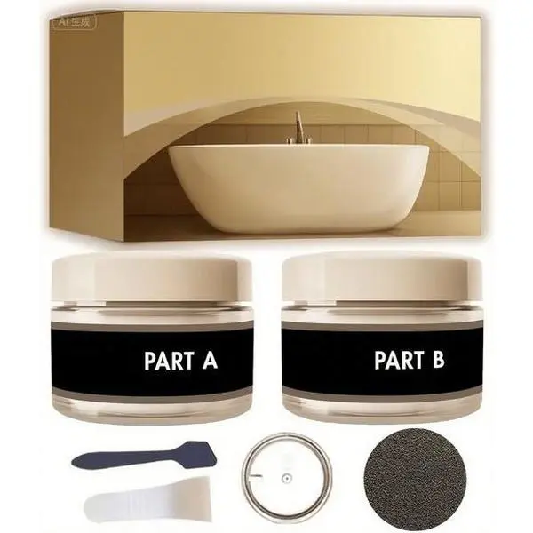 Fiberglass Tub and Tile Repair Kit with Disposable Gloves, Adhesive Agent, Spatulas - For Porcelain, Enamel Bathtubs, Ceramic & Porcelain Sinks, Acrylic Surfaces - Durable, Easy-to-Use, Waterproof Bathroom Maintenance Pandikit Caulk (Conceals Cracks)
