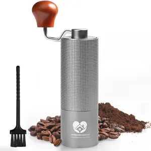 CozyNest Home Essentials Hand Held Stainless Steel Manual Coffee Grinder, Grey, with Adjustable Coarseness Setting; Brand New.