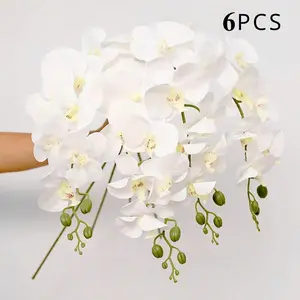 6-Piece Set of Stunning Simulated Orchids! Realistic Butterfly Orchid Stems for Home & Wedding Decoration. Ideal Gifts for Valentine's, Mother's Day, Christmas & New Year!
