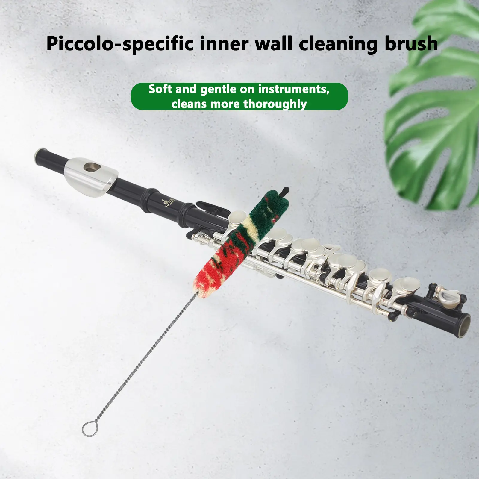 Short Flute Cleaning Brush, Colorful Bristles, Ideal for Instrument Maintenance, Durable and Effective, Perfect for Musicians