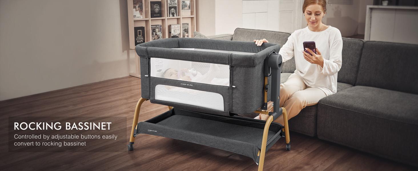 Angelbliss 3 in 1 Baby Bassinet with Comfy Mattress, 6 Height Adjustable, Easy Folding, Portable Bedside Crib for Newborn Infants Angelbliss 3 in 1 Baby Bassinet with Comfy Mattress, 6 Height Adjustable, Easy Folding, Portable Bedside Crib for Newborn Infants