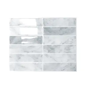 Aadesh Self-Adhesive PET Tile Wall Stickers, Decorative Wall Sticker, Kitchen Bathroom Decoration, Ready to Tear and Stick, Waterproof, Mildew Resistant, Oil Resistant, Suitable for Living Room, Kitchen, Bathroom, 9x11.4 inch