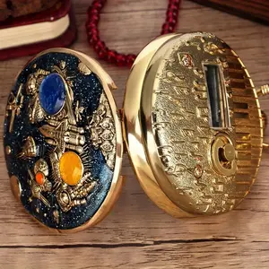 Space Series Music Pocket Watch Original Men's Quartz Chain Clock Women's Music Necklace Watch Unique Couple Collectible Gift