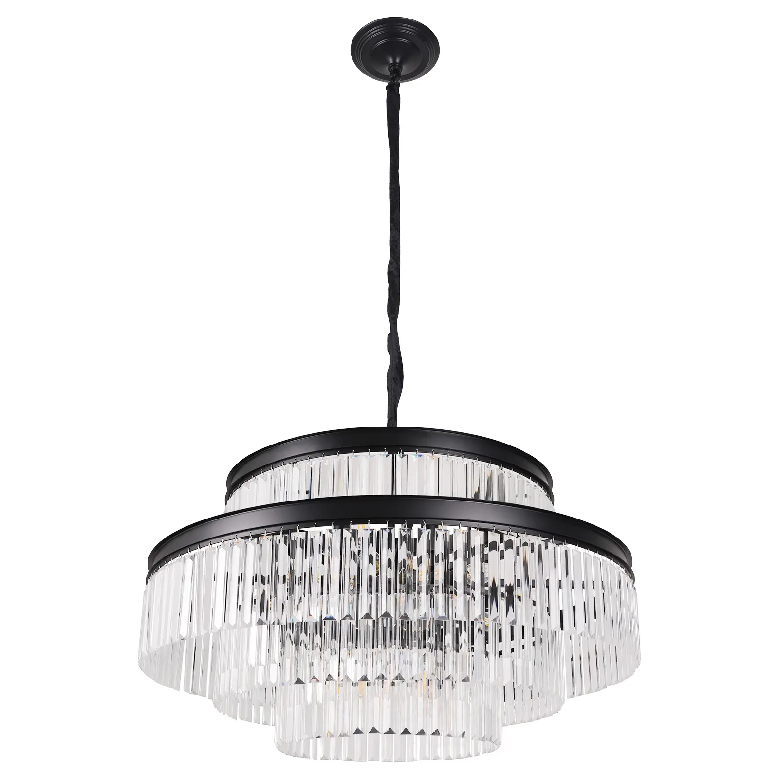 iTni Contemporary 18-Light 4-Tier Circle Ceiling Mount Chandelier, Classical Home Indoor Lighting for Dining Room, Dimmable, Compatible with Edison Incandescent Bulbs (Bulbs Not Included), Edison Bulbs, 18-Bulb Setup