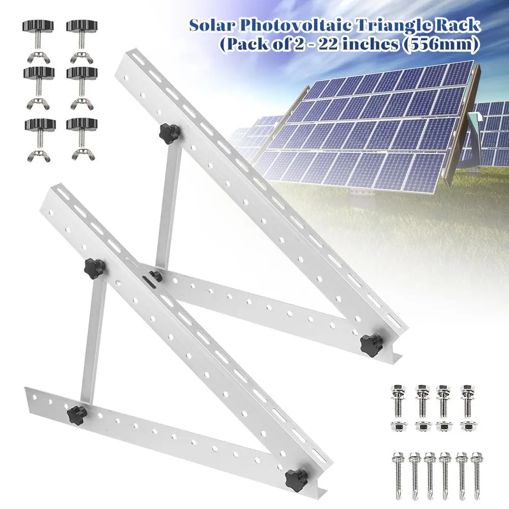 2Pcs Monocrystalline Solar Panel Mount Brackets - 22in Upgraded Foldable Tilt Legs, Adjustable for RV, Roof Installations, High Efficiency Solar Systems