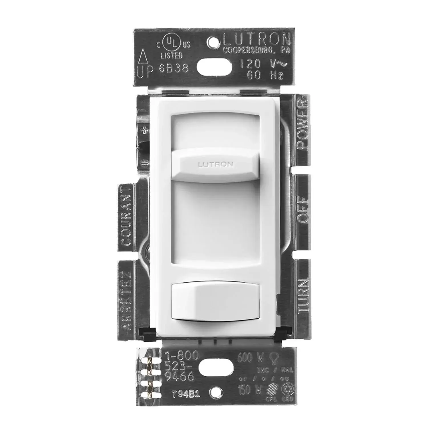 Skylark Contour LED+ Dimmer Switch, 150W LED, Single Pole or 3-Way, White