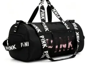 Women's PINK Print Duffle Bag - Large Capacity Sports Gym Bag with Wet Dry Pocket & Shoe Compartment, Waterproof Travel Weekender Overnight Bag