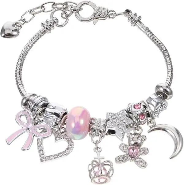 Halloween Fall Gift Charm Bracelets Beaded Charm Bracelets Exquisite Cute Bracelet Adjustable Cartoon Friendship Bracelet For Wome Friends Birthday Holiday with Crystal Love Heart Moon Little Bear