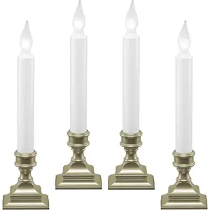 LED  Operated Window Candles with Timer, Bright Hot Spot, VT-1506P-4 (Pack of 4, Pewter)