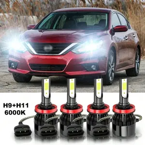 Ultra Bright 6000K LED Headlight Kit 9005 H11 4PCS, High Low Beam Combo, Improved Visibility in Low Light & Foggy Conditions, Tool-Free Easy Setup, Wide Automotive Compatibility