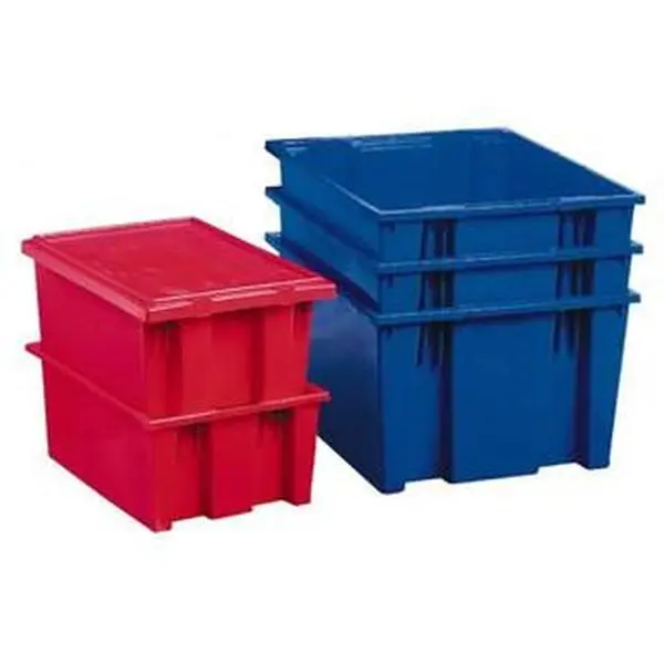 Akro-Mils Blue Polyethylene Storage Box - Tote Organiser Container, 0.76 Cu Ft, 60 Lb Load Capacity, Stacking & Nesting Design, 18" L x 11" W x 9" H, Model 35185-BLUE