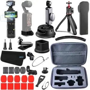 Kit for DJI Osmo Pocket 3 Accessories Tripod Selfie Stick Glass Screen Protector Film for Lens Case Cover Suction Cup Silicone Non-Slip Mount Backpack Clip 32E