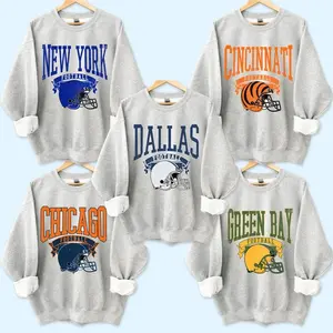 Vintage Football Sweatshirt Hometown Pullover City Football Retro Sweatshirt Casual Fabric Menswear Soft