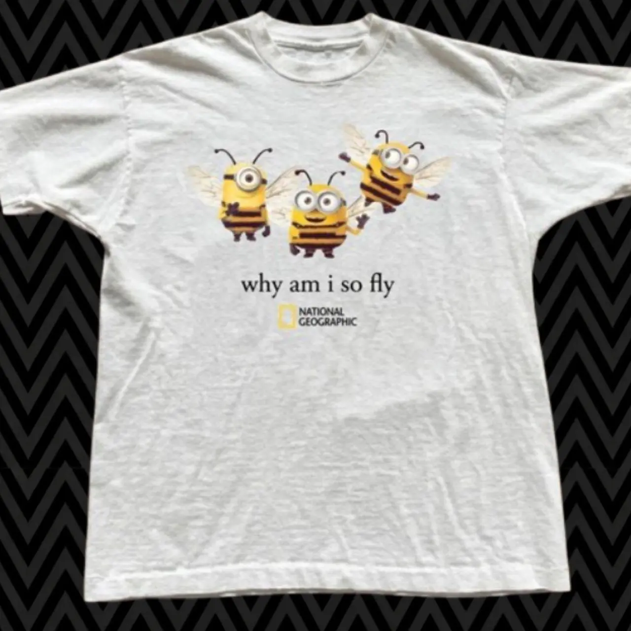 National Geographic Bee Minion Graphic T Shirt Funny White Cartoon Tee
