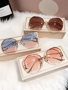 Fashionable Frameless Cut Edge Women's Glasses, Perfect for Trendy Street Photography, Vacation Travel, Stylish Eyewear Accessories