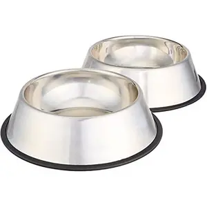Stainless Steel Non-Skid Pet Dog Water And Food Bowl, 2-Pack (10 x 2.8 Inches), Each Holds Up to 38oz