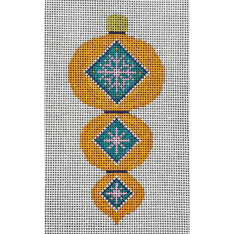 Tri-Tiered Needlepoint Ornament: Pink Snowflake